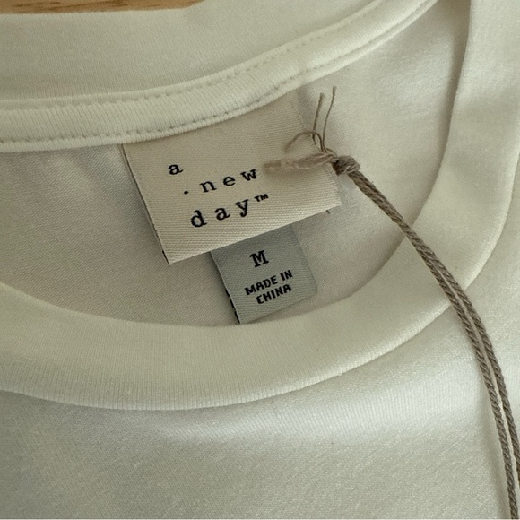 A New Day White Size M Dress Women's Flutter Short Sleeve Knit Woven NWT $25 - Picture 7 of 11